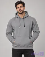 هودی مردانه طوسی ساده دورس سه‌نخ پشت خارخورده
