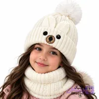 شال و کلاه بچگانه خزدار خرگوشی مدل بافتنی شال رینگی کد 1282