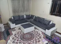مبل ال دسته دوبل ۷نفره تمام پارچه با جلومبلی