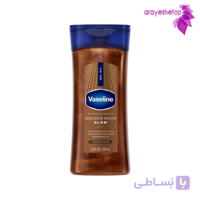 ژل روغن بدن شاین دار وازلین مدل Golden Hour Glow با عصاره کاکائو و وانیل حجم ۲۰۰ میل