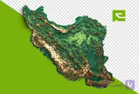 نقشه توپوگرافی ایران، نقشه سه بعدی واقع گرایانه ایران، رنگ، بافت، رودخانه ها کد 014