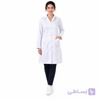 روپوش پزشکی زنانه برند برادران مدل یقه انگلیسی نواردار