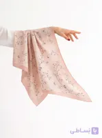 روسری کرپ نخ دخترانه طرح شکوفه صورتی
