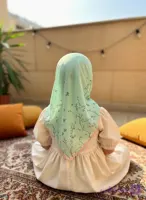 روسری نخی دخترانه طرح شکوفه رنگ سبز