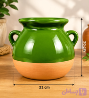 دیزی قابلمه گیلانی سفالی سبز سنتی سایز بزرگ 4 نفره درب دار