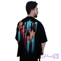 تیشرت آستین کوتاه مشکی طرح ستاره (کد 93L4B)