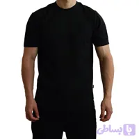 تیشرت ساده آستین کوتاه مردانه مشکی پارچه بیسکویتی