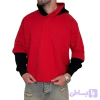هودی مردانه دو تیکه مشکی قرمز مدل ساده