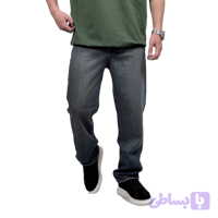 شلوار جین بگ مردانه آبی حاله روشن مدل ساده (کد QOBSQ)