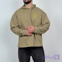 هودی مردانه سبز سدری پنبه دو نخ طرح مینیمال