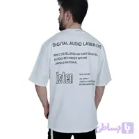 تیشرت آستین کوتاه مردانه سفید طرح نوشته دار