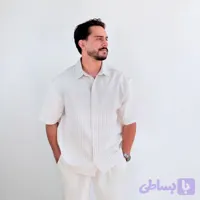 پیراهن آستین کوتاه مردانه سفید مدل راه راه (کد TLU8A)