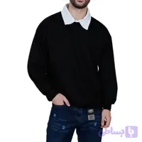 دورس آستین بلند ساده مردانه مشکی طرح یقه بلایزر