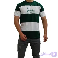 تیشرت آستین کوتاه مردانه سبز سفید طرح رینگری