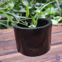 پیاله سنگی لبه دار مشکی گرد