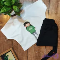 ست کراپ و شلوارک جنس سوپر نخ پنبه درجه یک