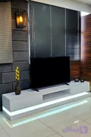 میز تلویزیون مدل آیس برند کارینو سایز ۱۸۰ و ۲۲۰ هایگلاس چراغ دار جدید و مدرن