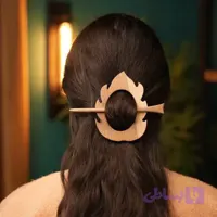 گیره مو چوبی طرح برگ با چوب گردو