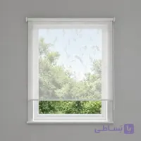 پرده زبرا توری طرح برگ رنگ شیری - فروشگاه پرده آماده تیکو‌ دکو