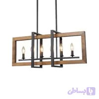 لوستر لاینر چوب و فلز خطی 6 شعله