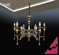 لوستر آویز 12 شعله چوبی آهنی صانع کد 16494-MM