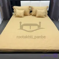 نیم ست کاوری ملحفه کشدار تشک ساده نخودی کد 5515