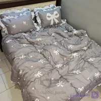 روتختی چین دار طوسی پاپیون سفید کد 34534