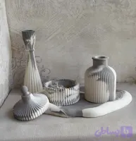 ست دکوری سنگ مصنوعی و شمع معطر مدل شیاردار