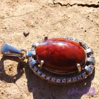 گردن آویز نقره زنانه نگین دار عقیق سرخ خزه ای با ضمانت مکتوب اصالت ،برند دُرسیم