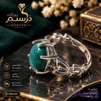 انگشتر زنانه نقره با نگین عقیق جاسپر سبز فیروزه‌ای اصل | دُرسیم