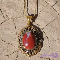 آویز استیل عقیق سرخ جاسپر خزه ای