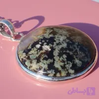 گردن آویز نقره زنانه مردانه عقیق منظره ای سبز صددرصد طبیعی با ضمانت مکتوب اصالت،برند دُرسیم