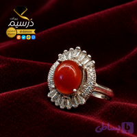 انگشتر نقره زنانه عقیق سرخ طبیعی با ضمانت مکتوب اصالت.برند دُرسیم