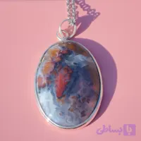 گردن آویز نقره زنانه مردانه عقیق منظره ای گل سرخ صددرصد طبیعی با ضمانت مکتوب اصالت،برند دُرسیم