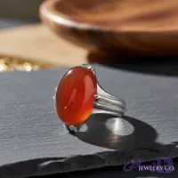 انگشتر مردانه نقره دست‌ساز عیار ۹۲۵ با نگین عقیق سرخ اصل | دُرسیم