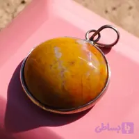 گردن آویز نقره زنانه عقیق زرد منظره ای صددرصد طبیعی با ضمانت مکتوب اصالت،برند دُرسیم