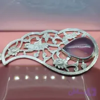 گردن آویز نقره قلمزنی زنانه طرح گل و مرغ ،عقیق سوسنی دو پوسته صددرصد طبیعی با ضمانت مکتوب اصالت ، برند دُرسیم
