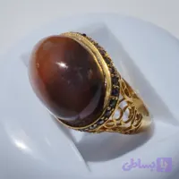انگشتر زنانه استیل رنگ ثابت عقیق بسیار زیبای خرمایی طبیعی