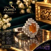 انگشتر زنانه نقره با نگین عقیق عسلی اصل | دُرسیم