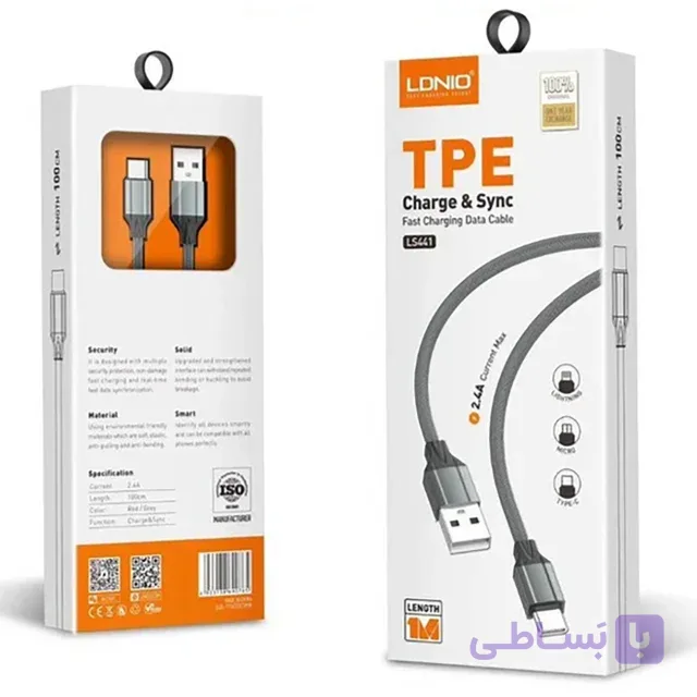 کابل میکرو یو اس بی الدنیو LDNIO مدل LS441 جریان 2.4 آمپر 1 متری