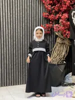 مانتو عبایی دخترانه مدل ستاره رنگ مشکی