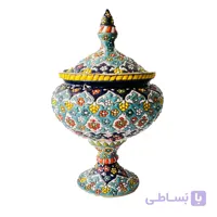 شکلات خوری تک پایه میناکاری روی سفال کد 405