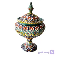 شکلات خوری تک پایه میناکاری روی سفال کد 407