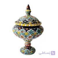 شکلات خوری تک پایه میناکاری روی سفال کد 410