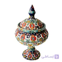 شکلات خوری تک پایه میناکاری روی سفال کد 411