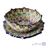 ست کاسه و بشقاب میناکاری روی سفال