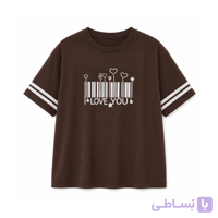 تی شرت لانگ چاپی قهوه‌ای
