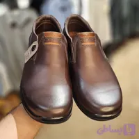 کفش چرم طبی مردانه بدون بند روزمرده قهوه‌ای
