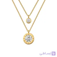 گردنبند زنانه ژوپینگ مدل دولاین طرح دایره نگین دار عدد رومی کد 507