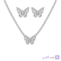 نیم ست زیورآلات زنانه استیل پروانه فول نگین تنیسی مدل 565